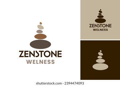 Zen Stone Wellness Logo- A calming, minimalist logo ideal for wellness brands, spas, yoga studios, and meditation centers. The design exudes a sense of serenity and balance.