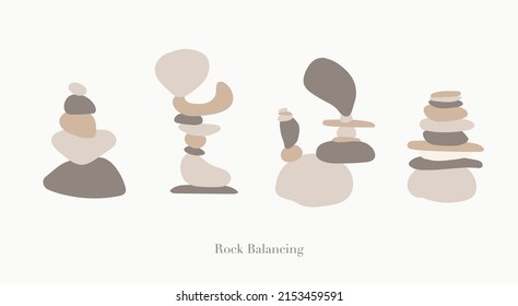 Zen stones balancing illustrate in pastel earth tone color