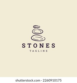 Zen stones balancing rock logo design icon template