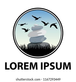 Zen Stones and birds, logo icon