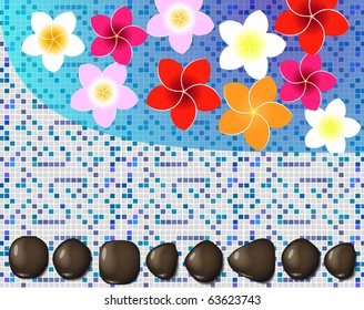 zen stones with  flowers