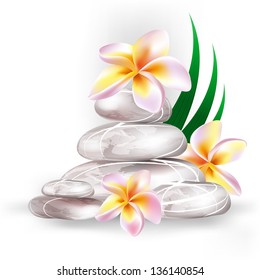 zen stones and frangipani flowers