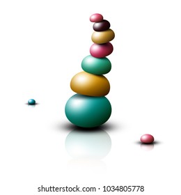 Zen Stones Heap. Pebbles Pile Isolated on White Background. Vector Illustration.