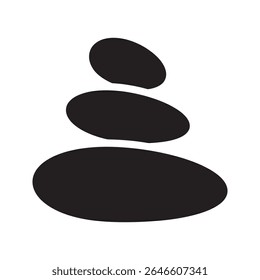 Zen stones icon with a stack of pebbles representing a spa meditation for balance and harmony for a calm relaxation and wellness therapy vector solid glyph icon