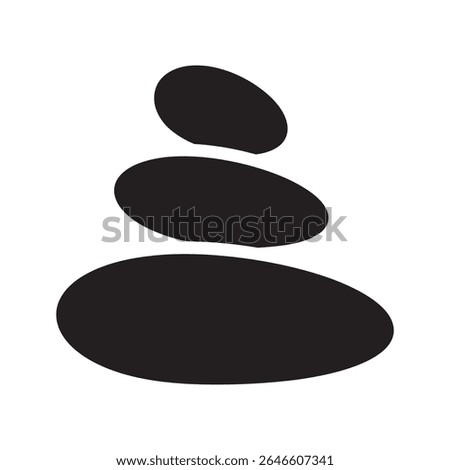 Zen stones icon with a stack of pebbles representing a spa meditation for balance and harmony for a calm relaxation and wellness therapy vector solid glyph icon