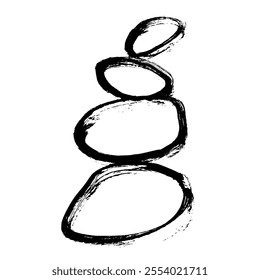 Zen Stones Ink Brush Grunge Pattern.