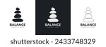 Zen stones logo template vector illustration. Balance rocks logotype concept. Smooth pebble sign set for spa, wellness, beauty designs, business cards, company branding. Black, white meditation icons
