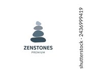 Zen stones logo template vector illustration. Balance rocks logotype concept. Smooth pebble signs set for spa, wellness, beauty salons designs,business cards, company branding. meditation symbols.