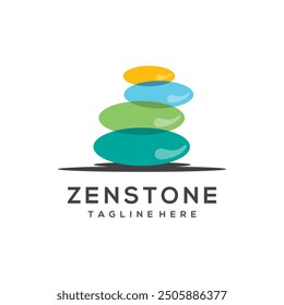 Ilustración vectorial de Plantilla con logo de piedras Zen. Concepto de logotipo de rocas de equilibrio.