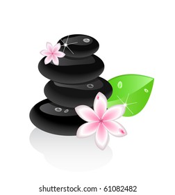 zen stones with lotus and leaf isolated on white background