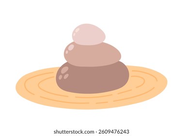 Zen stones. Meditation stone balance pyramid. Relax, Spa, Zen garden concept. Flat Vector illustration isolated on white background