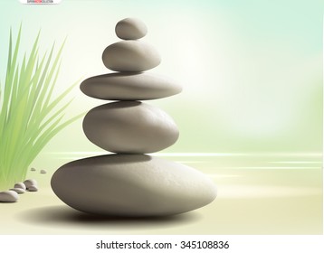 Zen stones . Realistic vector