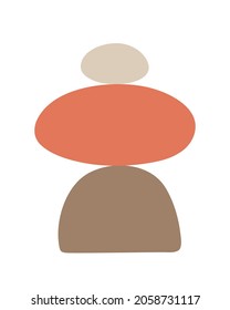 Zen stones simple abstract vector illustration in flat style, relax, meditation and yoga concept, boho colors stone pyramid for making banners, posters, cards, prints, wall art