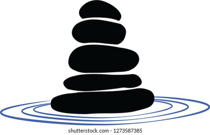 Zen stones and water waves vector illustration drawing
