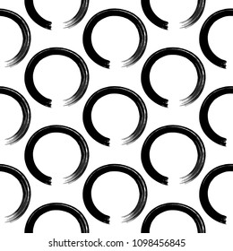 Zen symbol circle seamless pattern background in black and white colour