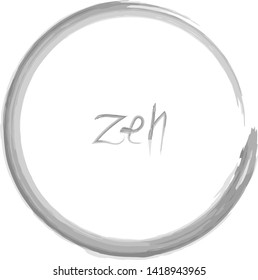 Zen symbol enso vector design. Brush black circle. Isolated on white. Watercolor enso symbol. Chinese round element. Ink hand paint circle. Trendy logo, emblem element