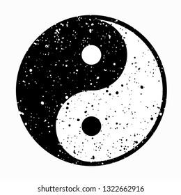 Zen symbol. Yin and Yan sign. Black and White Ying and Yang icon.Vintage style.