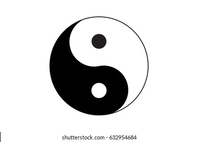 Zen symbol. Yin and Yan sign. Black and White Ying and Yang icon.