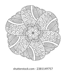 Zen Symphony coloring book page mandala. A vector mandala is a mandala created using vector graphics software. Vector graphics are a type of mandala. 