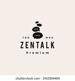 zen talk balancing stone hipster vintage logo vector icon illustration