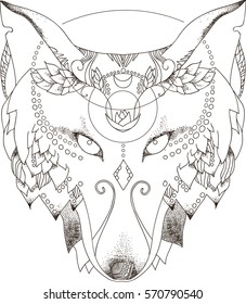 Zen tangle animal fox 