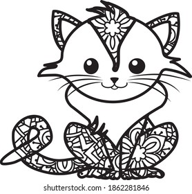 Zen Tangle Cat File is suitable for t-shirt, laser cutting, sublimation, hobby, cards, invitations, website or crafts projects. Perfect for magazine, news papers, posters, in branding, etc.