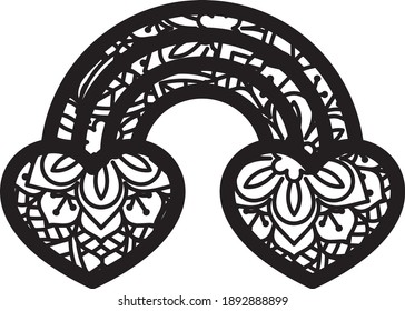 Zen Tangle Love Rainbow File is suitable for t-shirt, laser cutting, sublimation, hobby, cards, invitations, website or crafts projects. Perfect for magazine, news papers, posters, in logo etc.