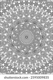 Zen tangle mandala adult coloring book page illustration