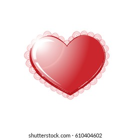 Zen tangle pattern. Big Red Heart. Vector Illustration.