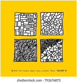 Zen tangle pattern / Hand drawn mosaic illustrations - vector