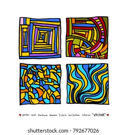 Zen tangle pattern / Hand drawn mosaic illustrations - vector
