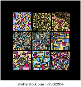 Zen tangle pattern / Hand drawn mosaic illustrations - vector