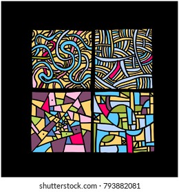 Zen tangle pattern / Hand drawn mosaic illustrations - vector