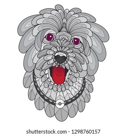 Zen tangle stylized dog puppy head - vector
