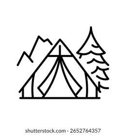 
ícone de linha preta zen tent para projetos digitais e de impressão.  Ícones mínimos de limpeza para aplicativos e sites. Ícones simples modernos para UI UX e branding