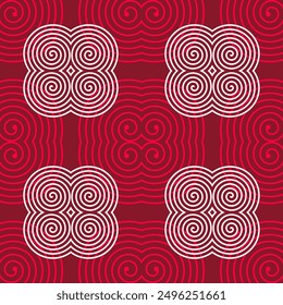 Zen Whirlwind: Seamless Asian-Inspired Red and White Geometric Pattern for Stylish Decor, Japanese, Chinese, and Asian Decor