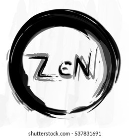 Zen word in Enso circle, vector illustration