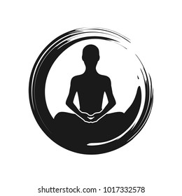 Zen Yoga Meditation Abstract Symbol Brush Vector Graphic Design