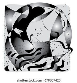 Zenart, Abstract. Vector image of fairy-tale world, where dreams meet with reality.Waves and clouds in the substantia envelop the world.