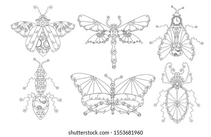 Zenart Insects Clip art in steampunk style vector