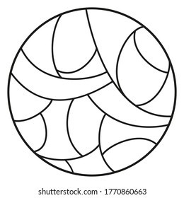Zendala. Hand drawn circle mandala on isolation background. Line art creation. Black and white illustration