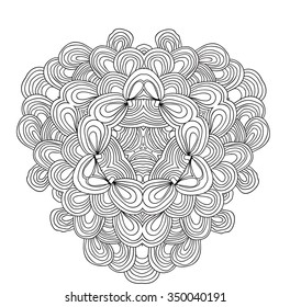 Zendala. Uncolored pattern. Can be used as adult coloring book page. Hand drawn illustration. 