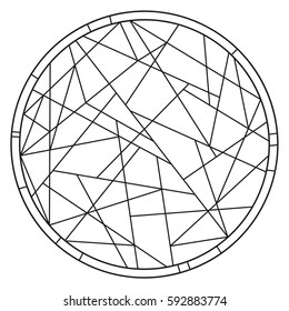 Zendala. Zentangle. Hand drawn circle mandala on isolation background. Design for spiritual relaxation for adults. Line art creation. Black and white illustration for coloring.