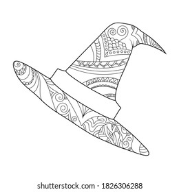 Zendoodle Hexenhut Färberseite. Halloween boho zentangle - Kunstgrafik