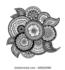 Zendoodle Zentangle Floral Pattern Mehndi Style Stock Vector (Royalty ...