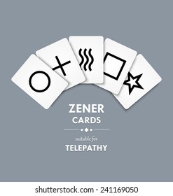 Zener cards suitable for telepathy on grey background