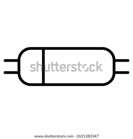 Zener diode icon Black and white outline flat sign vector