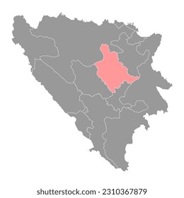 Zenica Doboj canton map, administrative district of Federation of Bosnia and Herzegovina. Vector illustration.