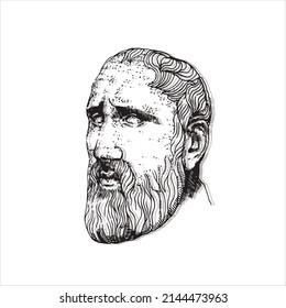 Zeno. Ancient Greek philosopher, founder of the Stoic school. Vector graphic portrait.