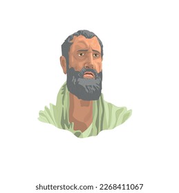 Zeno of Cyprus (334 BC - 262 BC) founder of the Stoic School. Greek philosopher. Philosophy, logic. vector illustration portrait.